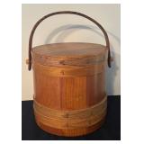 Vintage Wooden Bucket with Lid