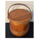 Vintage Wooden Bucket with Lid