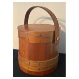 Vintage Wooden Bucket with Lid