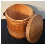 Vintage Wooden Bucket with Lid