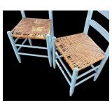 Pair of Vintage Ladder Back Chairs with Caned Seats