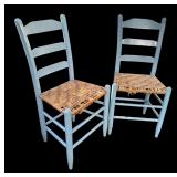 Pair of Vintage Ladder Back Chairs with Caned Seats