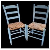 Pair of Vintage Ladder Back Chairs with Caned Seats