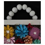 Vintage Framed Floral Decor with Colorful Pine Cones