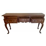 Vintage Gabberts Pine Console Table with Queen Anne Legs, 1992