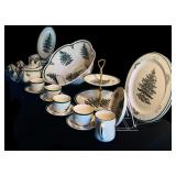Large Christmas Tree Pattern Dinnerware Collection with Serving Pieces