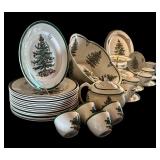 Large Christmas Tree Pattern Dinnerware Collection with Serving Pieces