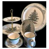 Large Christmas Tree Pattern Dinnerware Collection with Serving Pieces