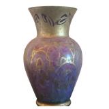 Vintage Hand-Painted Glass Vase SPA 1998 Purple and Gold