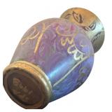 Vintage Hand-Painted Glass Vase SPA 1998 Purple and Gold