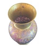 Vintage Hand-Painted Glass Vase SPA 1998 Purple and Gold