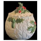 Large Christmas Dinnerware Lot with Plates, Cookie Jar, Tray, and Accessories