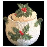 Large Christmas Dinnerware Lot with Plates, Cookie Jar, Tray, and Accessories