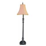 Vintage 58-Inch Floor Lamp with Black Base and Brown Velvet Shade