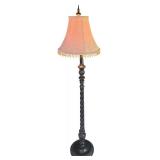 Vintage 58-Inch Floor Lamp with Black Base and Brown Velvet Shade