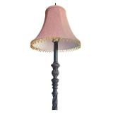 Vintage 58-Inch Floor Lamp with Black Base and Brown Velvet Shade