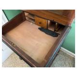 Antique Victorian Davenport Desk with Decorative Tile Inlays and Drawers