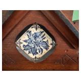 Antique Victorian Davenport Desk with Decorative Tile Inlays and Drawers