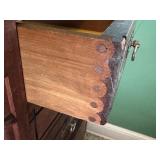 Antique Victorian Davenport Desk with Decorative Tile Inlays and Drawers