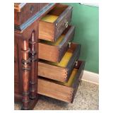 Antique Victorian Davenport Desk with Decorative Tile Inlays and Drawers