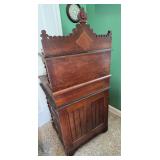 Antique Victorian Davenport Desk with Decorative Tile Inlays and Drawers