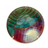 Artisan Crafted 9.5 Inch Glazed Ceramic Bowl with Abstract Pattern