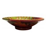 Artisan Crafted 9.5 Inch Glazed Ceramic Bowl with Abstract Pattern