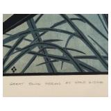 Betsy Bowen Signed AP Woodblock Print Great Blue Heron at Wolf Ridge