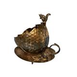 Antique Meriden Quadruple Plate Nut Bowl with Squirrel and Floral Motif