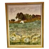 Carl-Olof Persson Original Oil on Board Swans in Landscape