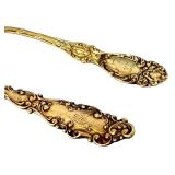 Set of 2 1894 Antique Sterling Silver Spoons, Ornate Engraved Patterns
