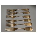 Set of 6 Antique Coin Silver Forks Matson & Hoes Monogrammed