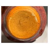 Artisan Crafted Ceramic Bowl with Red and Multicolor Glaze