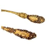 Set of 2 Antique Sterling Silver Gilt Spoons 1894 Monogrammed