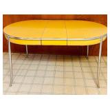 Vintage Yellow Metal Kitchen Table with Chrome Legs