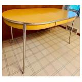 Vintage Yellow Metal Kitchen Table with Chrome Legs