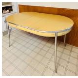 Vintage Yellow Metal Kitchen Table with Chrome Legs