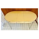 Vintage Yellow Metal Kitchen Table with Chrome Legs