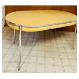 Vintage Yellow Metal Kitchen Table with Chrome Legs