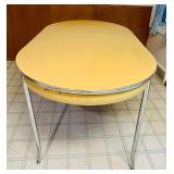 Vintage Yellow Metal Kitchen Table with Chrome Legs