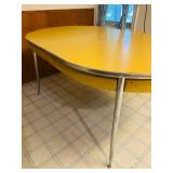 Vintage Yellow Metal Kitchen Table with Chrome Legs