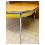 Vintage Yellow Metal Kitchen Table with Chrome Legs