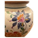 Pair of Ceramic Table Lamps with Floral Design