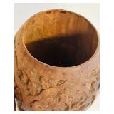 Vintage Carved Lidded Wood Vessel from India