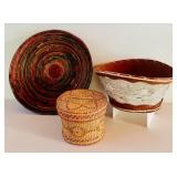 Collection of 3 Handcrafted Native American Baskets Assorted Styles