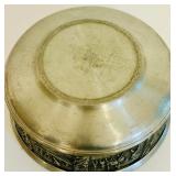 Vintage Embossed Silver-Toned Bowl and Cup Set with Decorative Designs