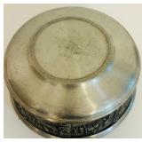 Vintage Embossed Silver-Toned Bowl and Cup Set with Decorative Designs