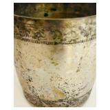 Vintage Embossed Silver-Toned Bowl and Cup Set with Decorative Designs