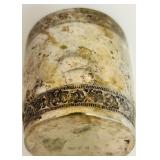 Vintage Embossed Silver-Toned Bowl and Cup Set with Decorative Designs