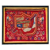 Framed Vintage Mexican Mola Textile Artwork
